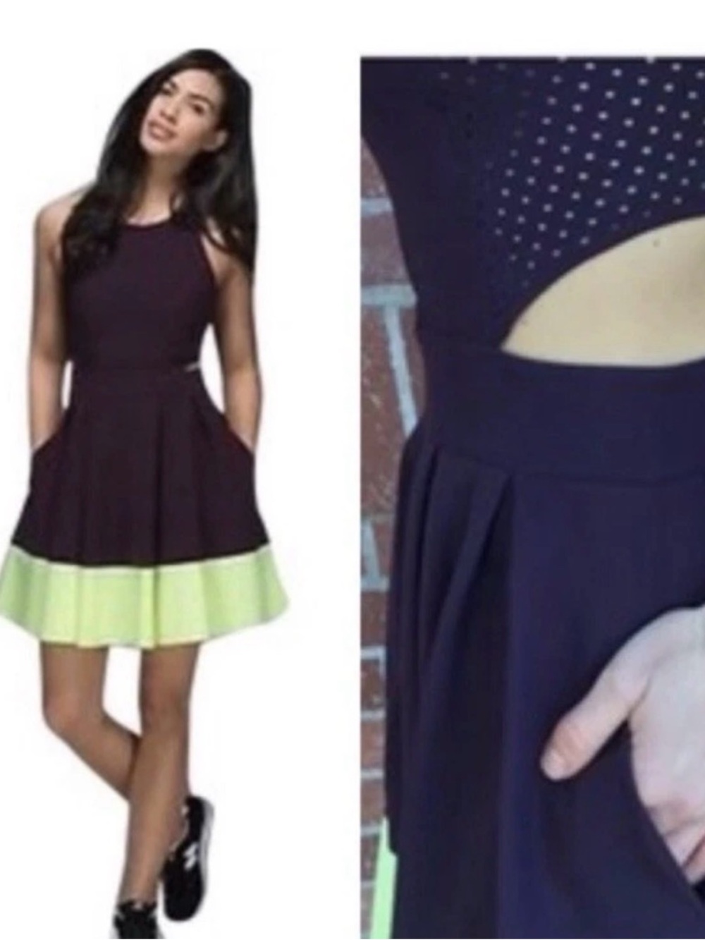 RARE Lululemon Away Dress Black Cherry Clear Mint Zipper